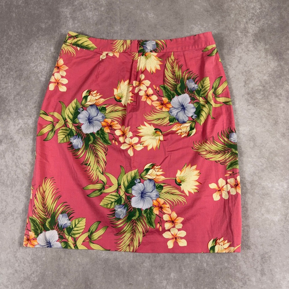 Tommy Bahama Hibiscus Floral Cotton Stretch Mini Pencil Skirt 6 Pink Tropical - Picture 2 of 7